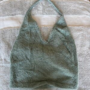 Whitney Simmons Fuzzy Seamfoam Crop top
